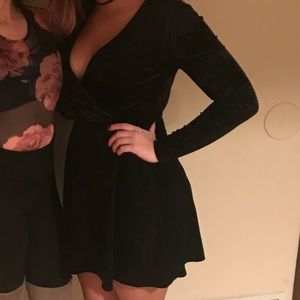 Black Velvet Skater Dress